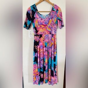 Chaus Elbow Sleeve Fit & Flare Midi Dress